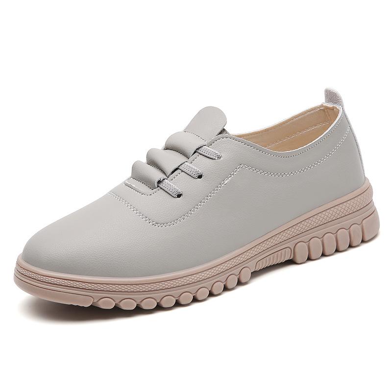 

Кожаные туфли на плоской подошве для мам, женские осенние туфли, повседневные туфли-слипоны, легкие, нескользящие, с мягкой подошвой, туфли-бини 40