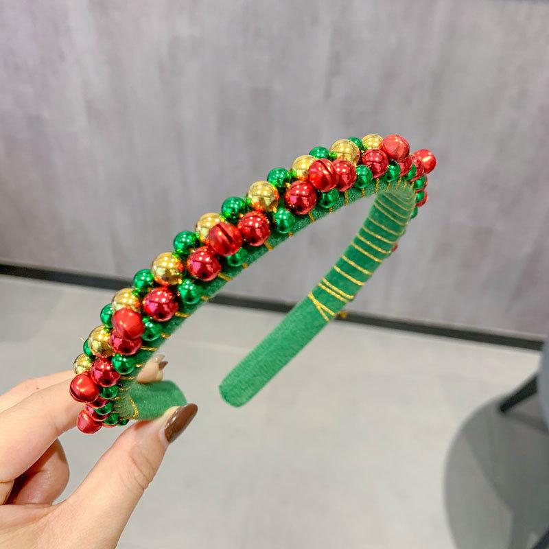 

Різдвяна пов язка на голову з червоними та зеленими намистинами, дзвіночками, святкова пов язка на волосся для жінок, аксесуар для різдвяної вечірки, подарунок, реквізит для святкових фотосесій зелений