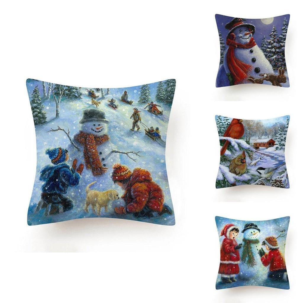Fun And Whimsical Christmas Snowman Pillow Case For Sofa Car Home Decoration Gift
