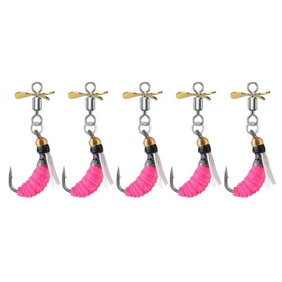 5Pcs Bionic Fishing Baits with Sharp Hook Compact Design Portable Rotatable Saltwater Freshwater Swimbaits Fly Fishing Lures