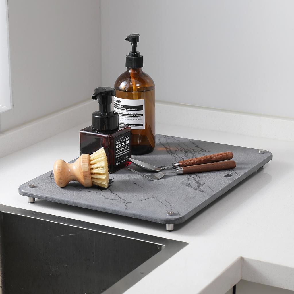 Hard Diatomite Absorbent Drying Mat Kitchen Counter Dish Drain Pad Quick Dry Tray For Bowl Plate Mug Storage Organizer Shelf Pad