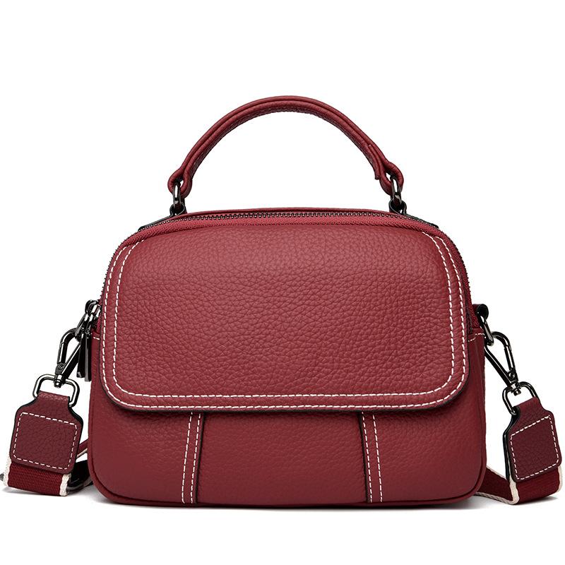 New shoulder leather women's bag versatile high-end feeling first layer cowhide portable messenger bag
