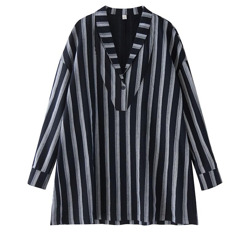 Long Sleeve Plus Size Vintage Stripe New In Dresses for Women Casual Loose Spring Summer Mini Short Dress