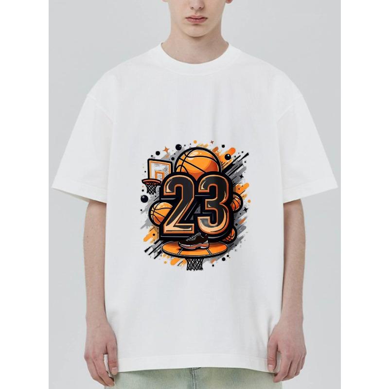 Basketball T-Shirt Black Number 23 Basketball and Hoop Graphic for Sports Fans and Casual Wear