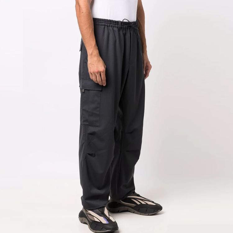 Y-3 FW21 Label Drawstring Solid Color Straight Leg Casual Pants Men pants Dark-Gray HB3388CARBON