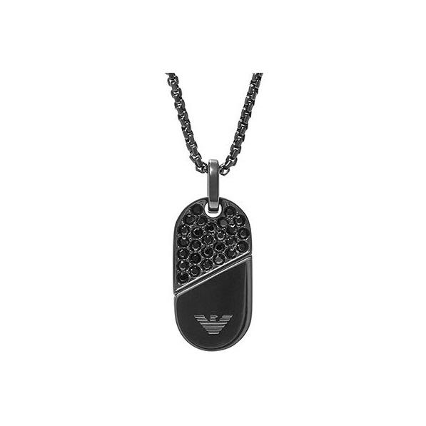 Emporio Armani Drehbarer Flip-Herz-Anhänger Halskette Unisex-Halskette Schwarz EGS3138001