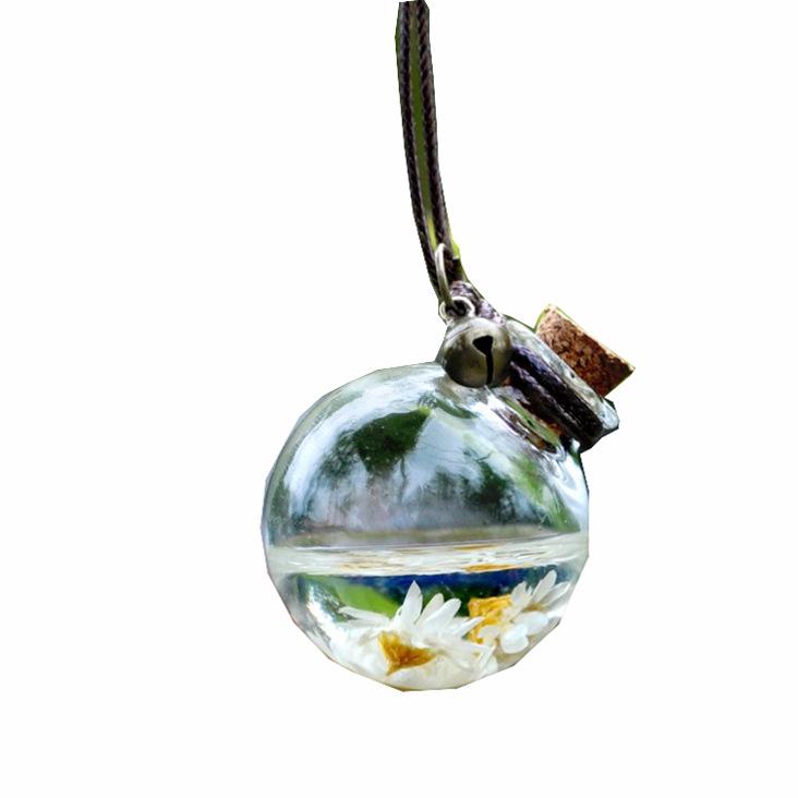 Dried Flower Essential Oil Car Pendant - High Borosilicate Glass Ball with Cork