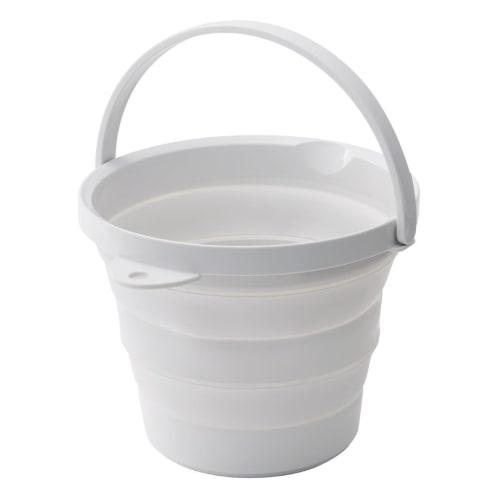 ISETO Folding Bucket, Soft Bucket Type 8, Gray, 8L, 32.8cm W x 30.0cm D x 4.9-22.2cm H, Made in Japan, Heat Resistant up to 100C, Disaster Preparedne