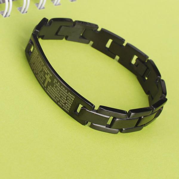 Scripture Stainless Steel Bracelet for Men Black