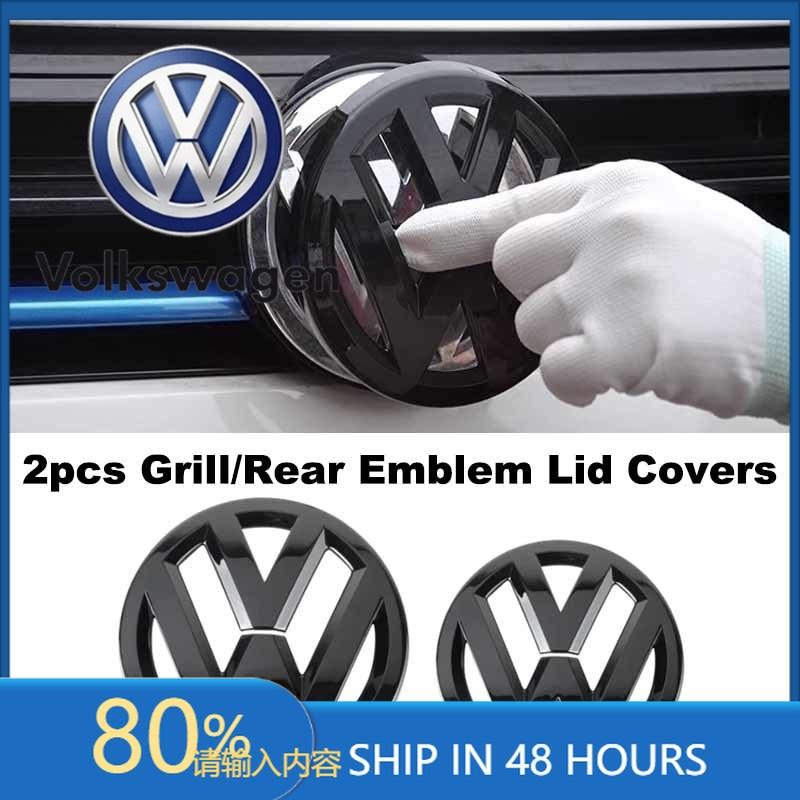 Für VOLKSWAGEN VW 2 Stück Frontgrill & Heckemblem Abdeckungen Logo Aufkleber für Volkswagen VW POLO Golf 4-8 MK4-MK8 Sportvan Upgrade