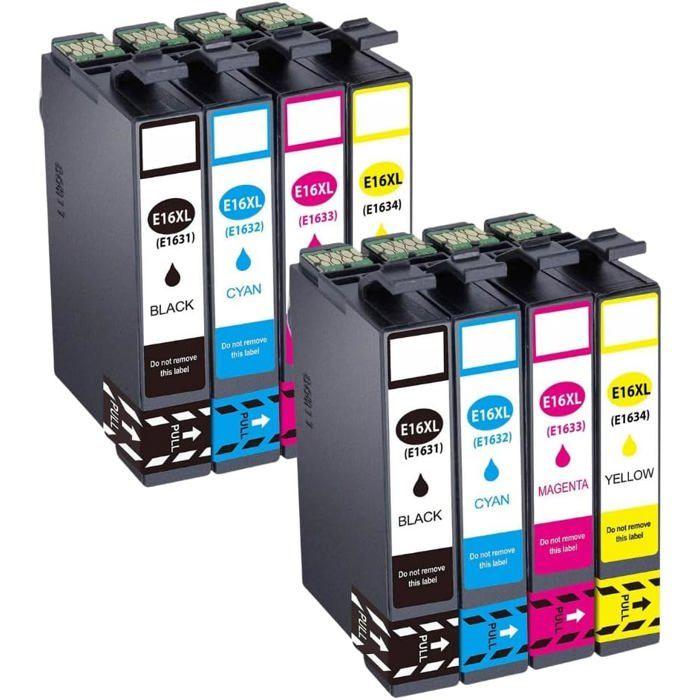 Cartouches d'encre compatibles - SHOP-STORY - Epson 16 XL - Pack de 8 - Multi-couleurs - Jusqu'à 500 pages