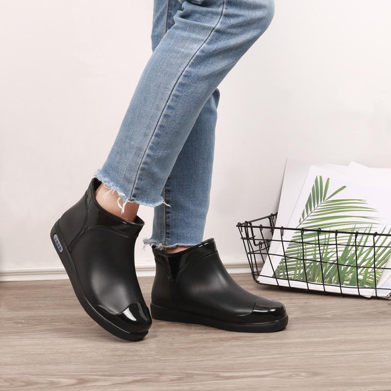 Water Shoes Rain Shoes Girls Short Tube Four Seasons Light Mouth Rain Boots Students Water Boots Waterproof Glue Shoes Fashion Versatile