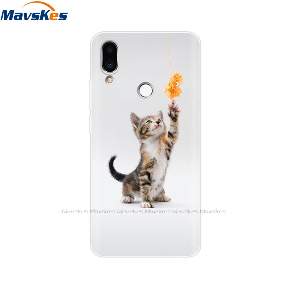Soft TPU Case for Meizu Note 9 Cat Animal Flower Printed Protective Silicone Covers Phone Shells Bags Bumper for Meizu Note9