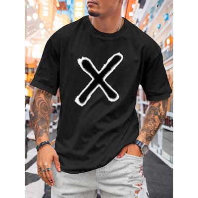 European Sizes Men's Casual Short Sleeve T-Shirt -  Symbol Minimalist Streetwear Design | Breathable Summer Tee, Machine Washable, Regular Fit