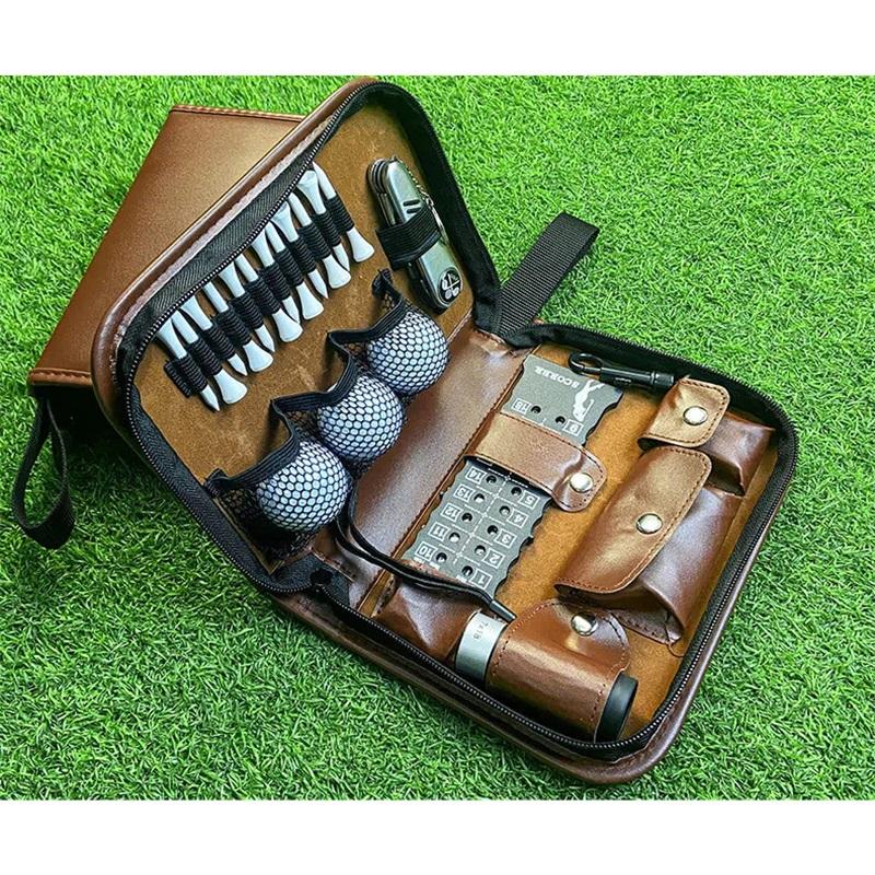 Golf Tool Bag Multifunctional Golf Accessory Bag Portable Large Capacity Storage Leather Bag For Golf Equipment And Accessories