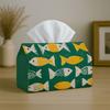 1pc Tissue Box Holder with Scandinavian Folk Graphic Design-Fish Pattern Green,Durable Polyester,Ideal for Kitchen,Living Room,Bedroom,Bathroom,Car-Ho