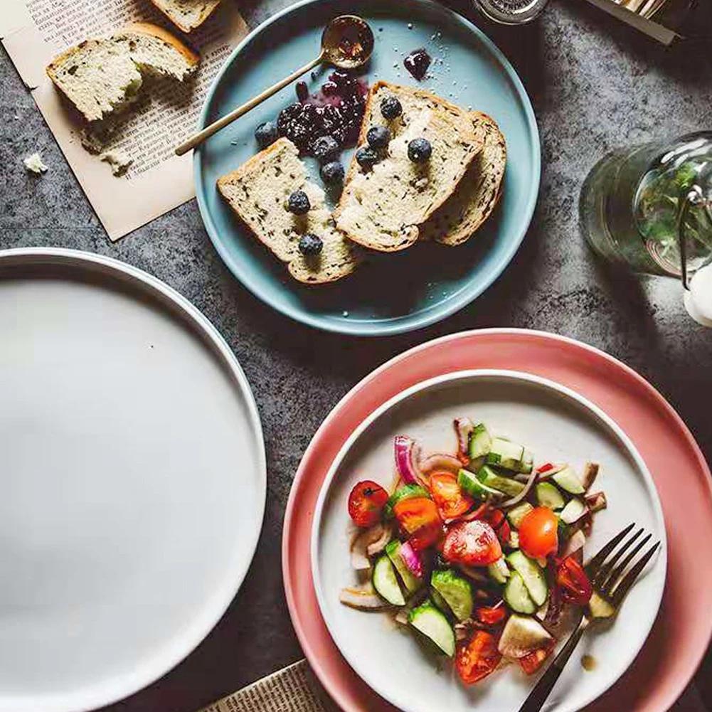 6/8 inch Ins Nordic Tableware Creative Ceramic Matte Glaze Home Tray Western Food Plate Salad Plate Steak Plate Dinner Plates