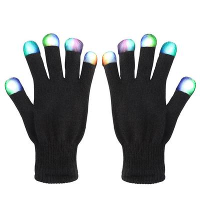 LED Bunte Blinkende Fingerbeleuchtungs-Handschuhe Bühnenperformance Weihnachtsgeschenke Schwarz