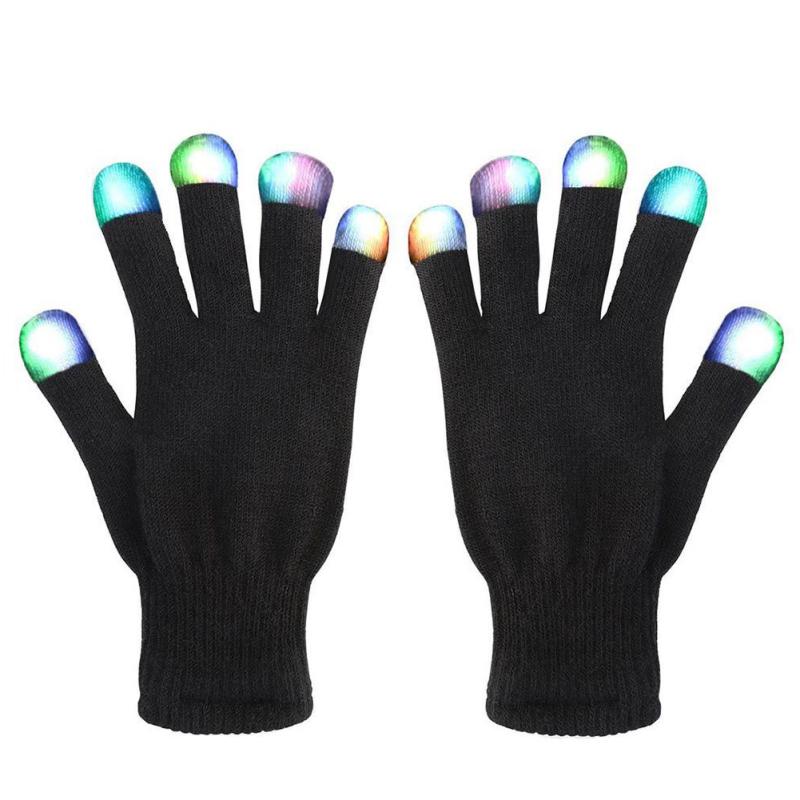 

Светодиодные красочные мигающие перчатки для освещения пальцев на сцене, рождественские подарки, черные Black (colorful flash)
