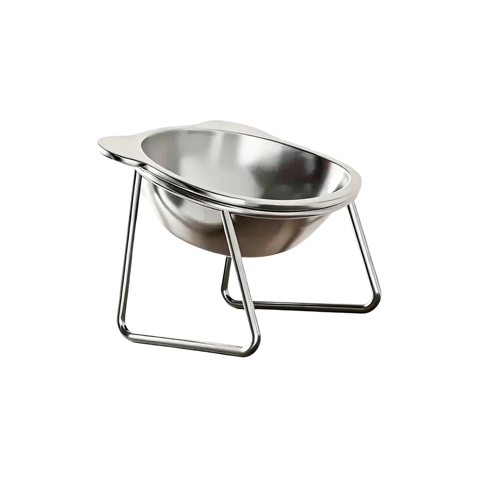 

304 Stainless Steel Elevated Pet Bowl With Stand, Tilted Design For Neck , Detachable For Easy Cleaning, Food & Water Feeder For Cats And Dogs