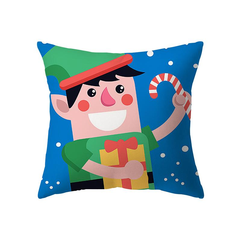 Merry Christmas Snowman Print Pattern Cushion Cover Home Living Room Sofa Decoration Square Polyester Pillow Pillow Cover