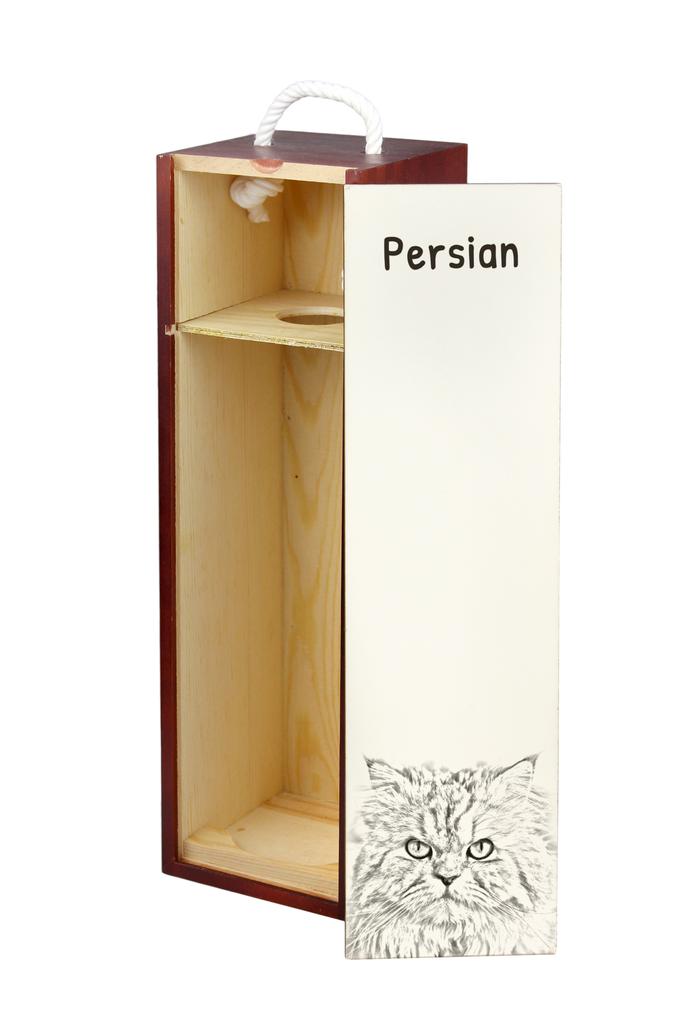 Persian - Wine Box with a Cat, Alcohol Box with Graphics, Personalized Gift Box from the Art-Dog Brand