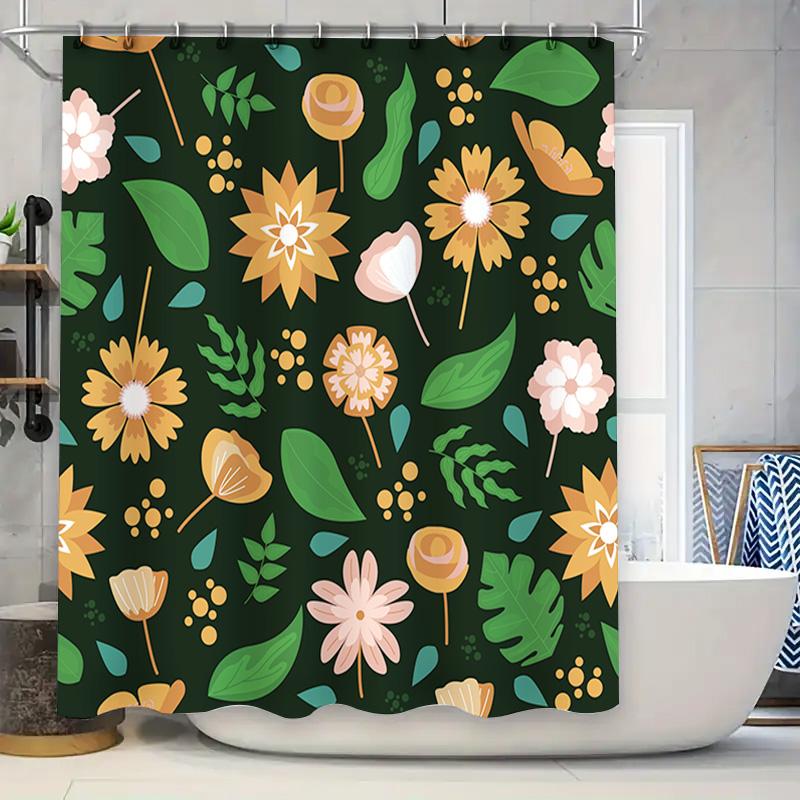 

Home Decor Bathroom Accessories Floral Shower Curtain Print Polyester Fabric Waterproof Modern Decoration W60H190(CM)-1 Pcs