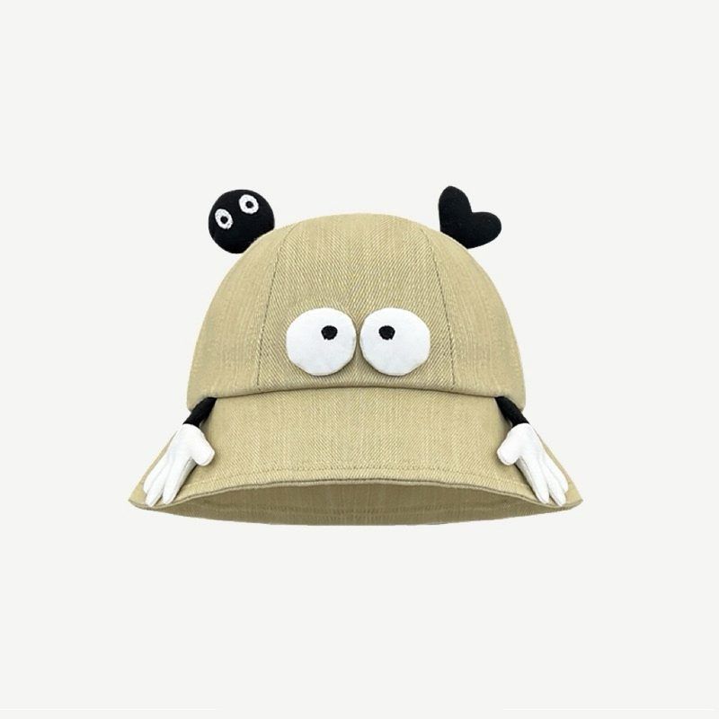 Funny Bucket Hat Female Spring Summer Big Eyes Cartoon Cute Sunshade Basin Hat Outdoor Face Small Wide Brim Sunscreen Hat