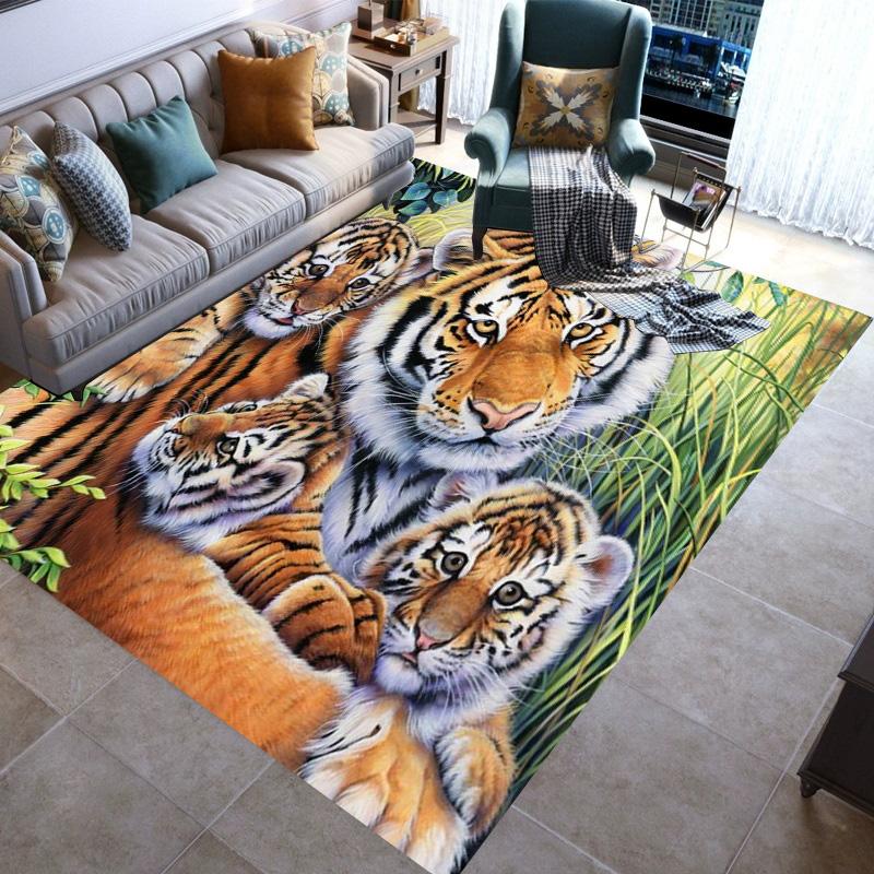 Large Area Rugs Non Slip Animal Tiger Pattern Carpet Living Room Sofa Kitchen Entrance Doormat Hallway Balcony Floor Mat