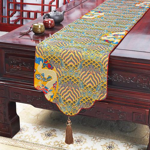 Chinese Style Table Flag Cloud Brocade Satin Table Flag Classical Tea Table Table Cloth Strip Cloth Tea Table Tea Mat Bed Flag