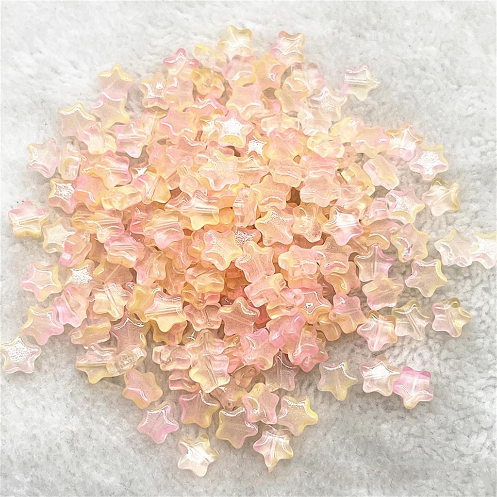Colorful 30pcs 8mm Mini Polychrome Cute Gradient Five-pointed Star Glass Beads Loose Spacer Beads Jewelry Making DIY Handmade