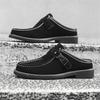 Suede Leather Half Slipper Man Design Moccasins Comfy Slip-on Slippers Casual Shoes Adult Men Muller Footwear Handmade Half Drag