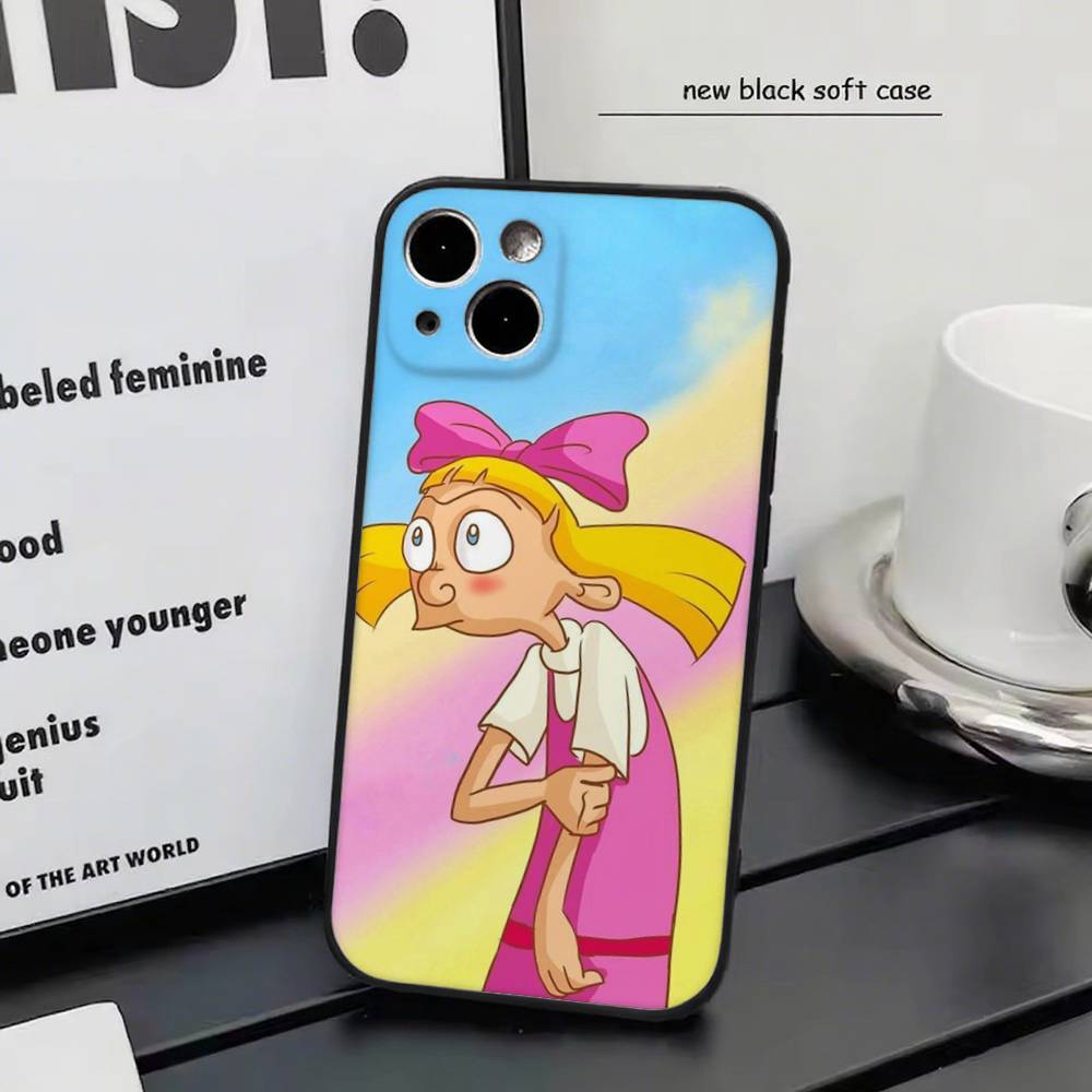 Hey Arnolds for iPhone 15 16 14 Plus 13 12 11 17 Pro Max 17 Air Black Soft Phone Cover