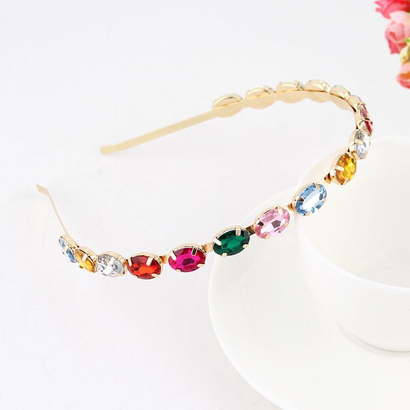 Baroque Colorful Rhinestone Headband Hair Hoop Women Hair Accessories New Shiny Fashion Crystal Flower Crown Head Wrap