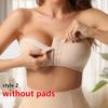 Damskie Biustonosze Plus Size Bez Ramiączek Zapięcie z Przodu Połowiczny Push-Up Biustonosz Bandeau Bezprzewodowy Bralette dla Dużego Biustu