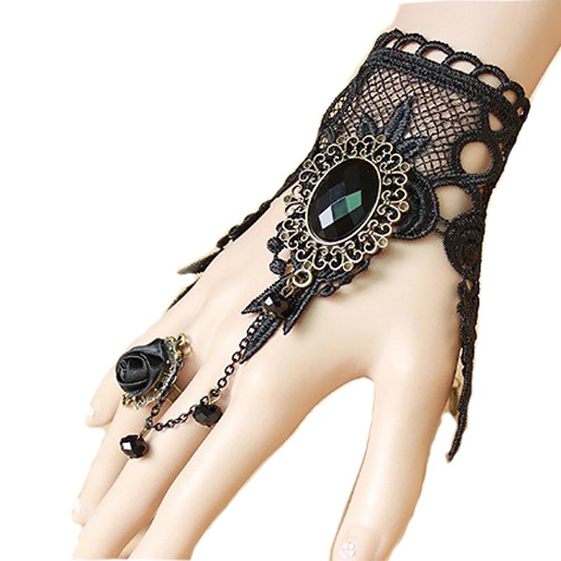 Black Gothic Lace Arm Jewelry – Women's Retro Hollow Out Accessory