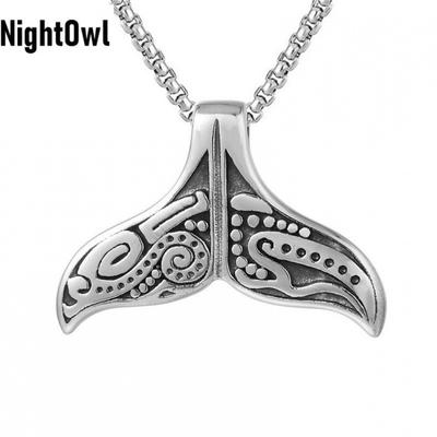 Cool Amulet Killer Whale Tail Pendant Necklace Charm Stainless Steel Jewelry