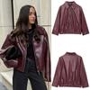 Женская матовая бордовая куртка из искусственной кожи свободного кроя Streetwear Пальто Зимняя