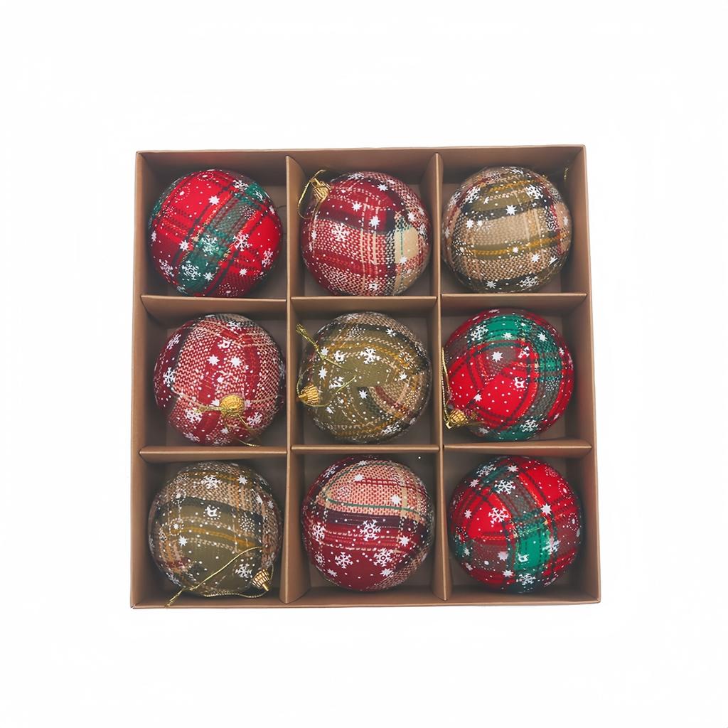 Festive Hanging Balls Plaid Christmas Ornaments Christmas Party Colorful Pattern Design Easy To Hang Exquisite Craftsmanship