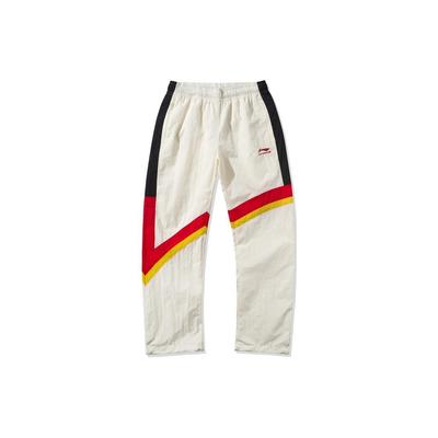 Li Ning Sports Lifestyle Series AW22 Paris Fashion Week Patchwork Design Straight Leg Cargo Pants Men Pants Off-White AYKQ737-1