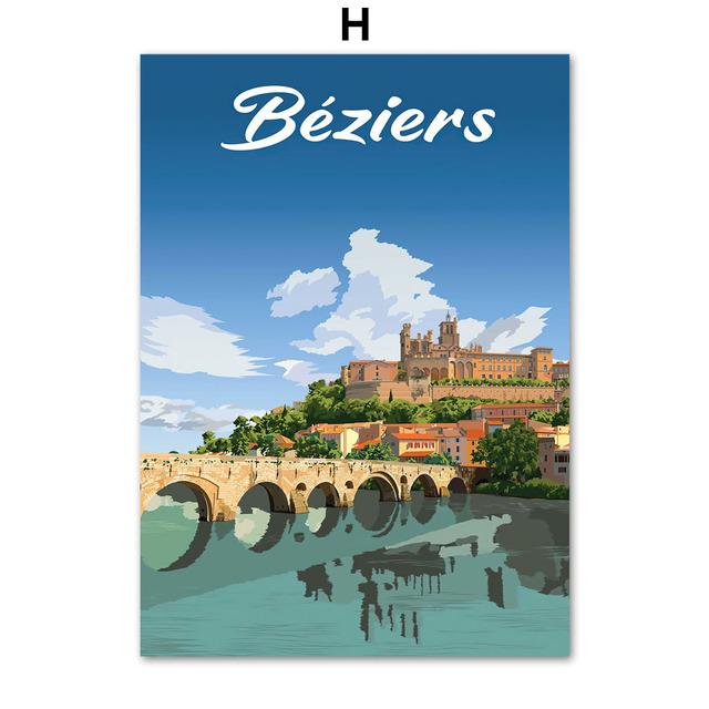 Anime Travel City Landscape Poster French Italy Vintage Wall Art Canvas Painting Nordic Prints Pictures for Living Room Decor