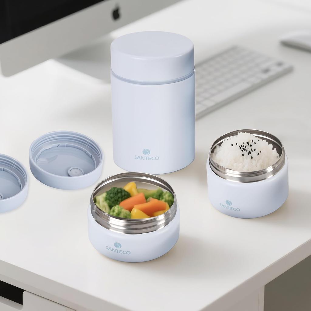 SANTECO Vacuum Insulated Soup Lunch Set 1050ml Lunch Insulated Bento and Carrying Bag Perfect for Picnics and Club Activities Jar, Box, Spoon,
