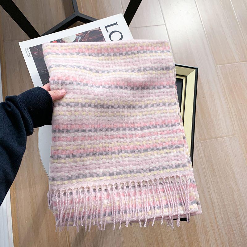 Women's Faux Cashmere Plaid Scarf - Korean Style, Thick & Warm Autumn/Winter Shawl