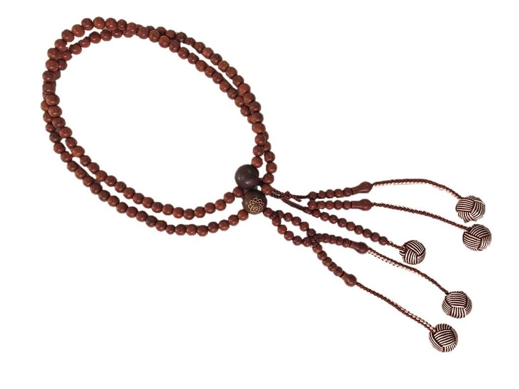 Soka Gakkai prayer beads genuine rosewood with eight leaves mark paulownia (mala beads) (in box) (2-inch shaku)