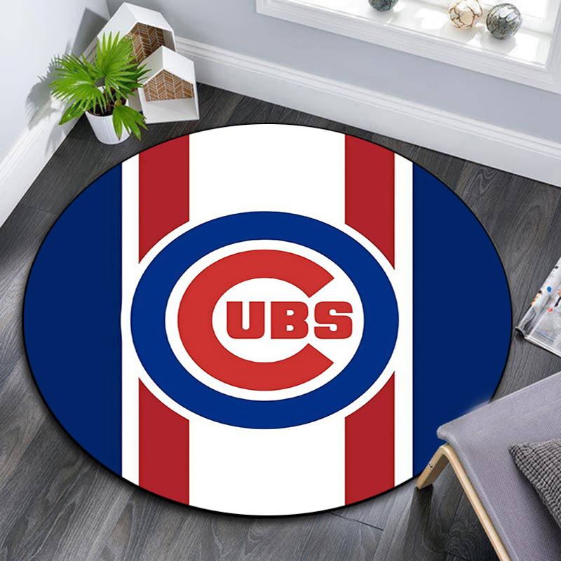 Chicago Cubs Round Area Rug,Carpet Rug for Living Room Bedroom Sofa Playroom Decor,Non-slip Floor Mat