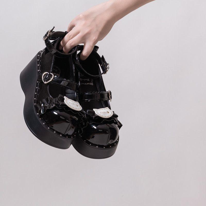 Hip hopová dívka exploze JK sladké cool malé kožené boty 2025 léto retro punk goth mělká ústa platforma lolita boty