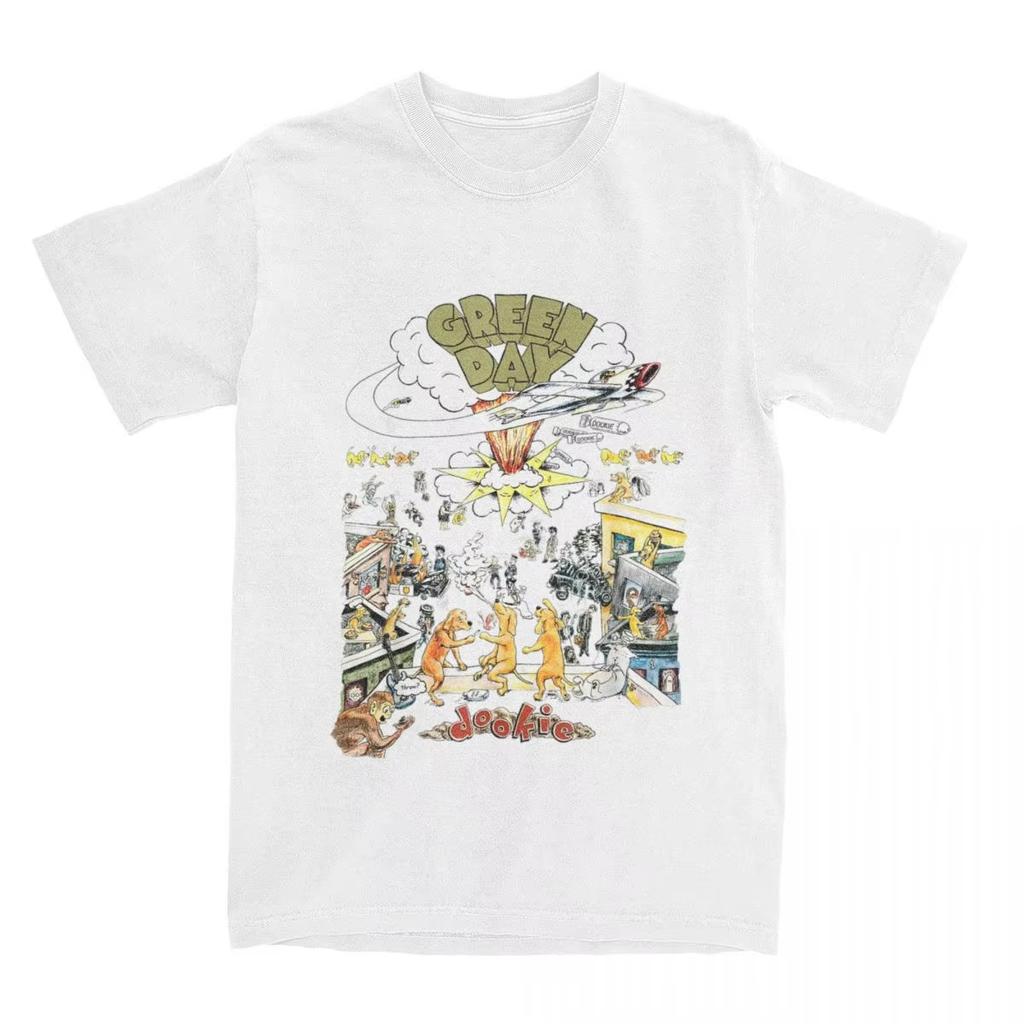 Vintage TShirt Green Days Dookie Scene 100 Cotton TShirts Vintage Tshirt for Unisexs Summer Y2K Funny Design Short Sleeve Tees