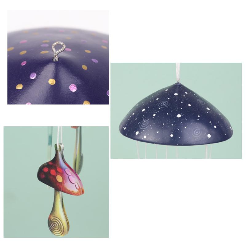 קמפנולת פטריות בעבודת יד אמנות שרף פטריות פעמוני רוח פטריות צבעוניות לעיצוב חיצוני מקורה פטיו מרפסת גן