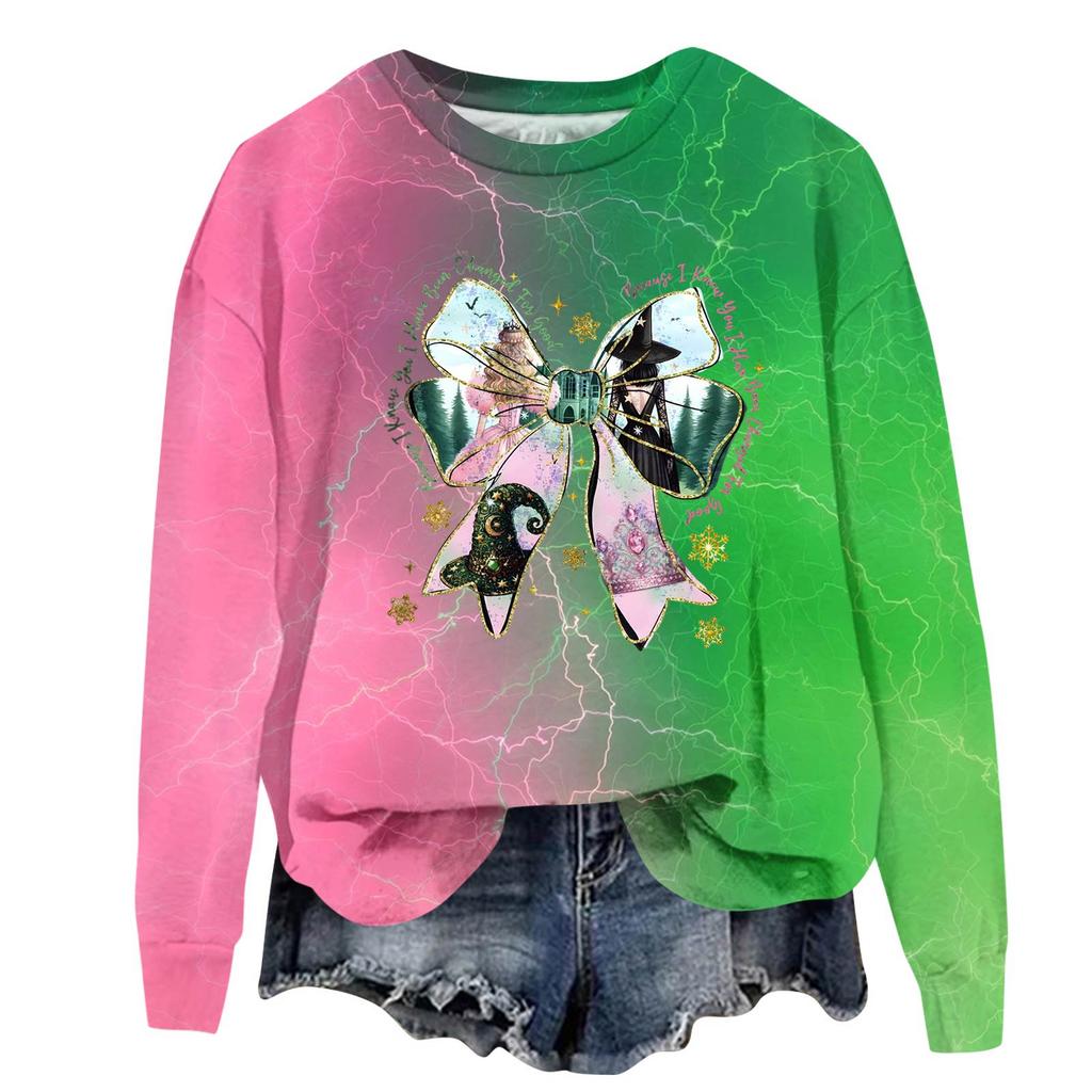 Women's Fashionable Casual Oversized Long-Sleeved Round-Neck Printed Pullover Sweatshirt