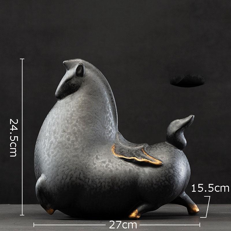 Creative Fat Horse Porcelain Statue Desk Ornaments Horse Ceramic Sculpture Living Room Decoration Crafts Vintage Home Decor